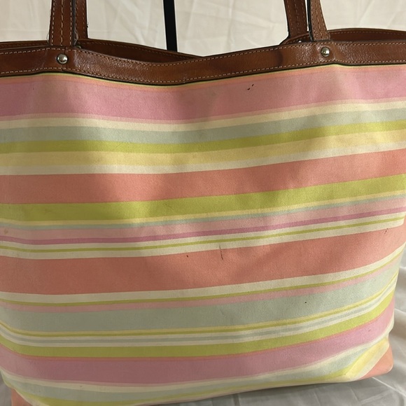COACH Y2K Hampton Colorful Pastel Rainbow Striped Tote Bag Spring Summer F13553 - Picture 3 of 11